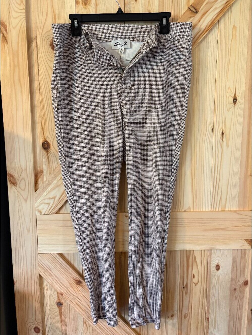 Seven7 Women's Size 12 Brown and Cream Houndstooth Dress Pants